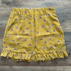 Altar'd State Mustard Floral Mini Skirt